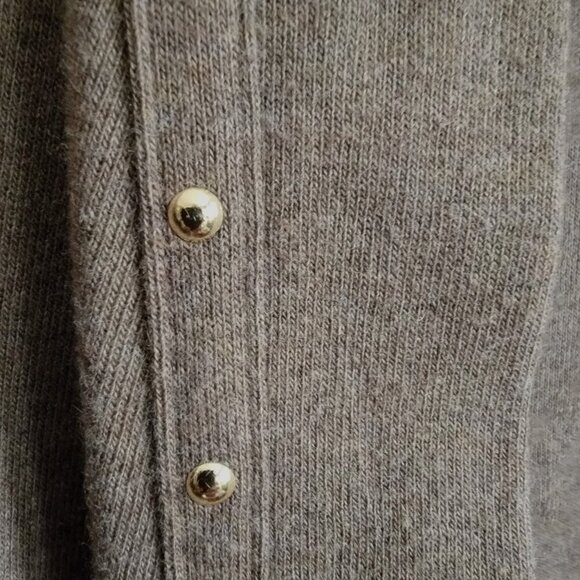 Rafaella Taupe Open-Front Cardigan With Gold Stud Details Long Sleeves Cotton/Po - Picture 3 of 8